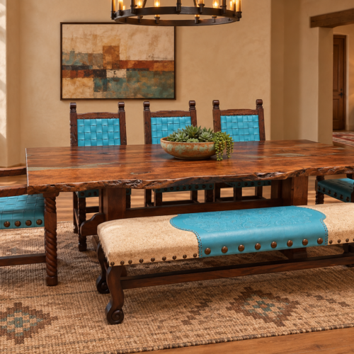 Live-Edge Turquoise Inlay Mesquite Table