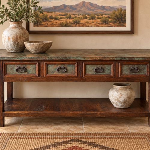 Patina Copper Console Table