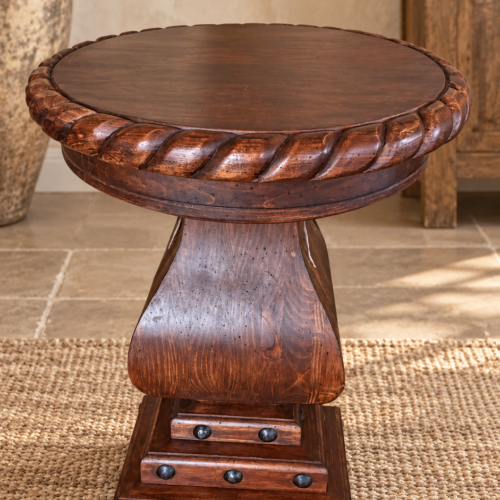 Rope Edge Wooden Pedestal Table