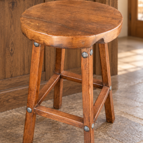 Round Farmhouse Mesquite Stool