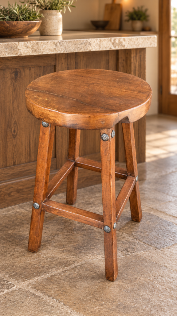 Round Farmhouse Mesquite Stool