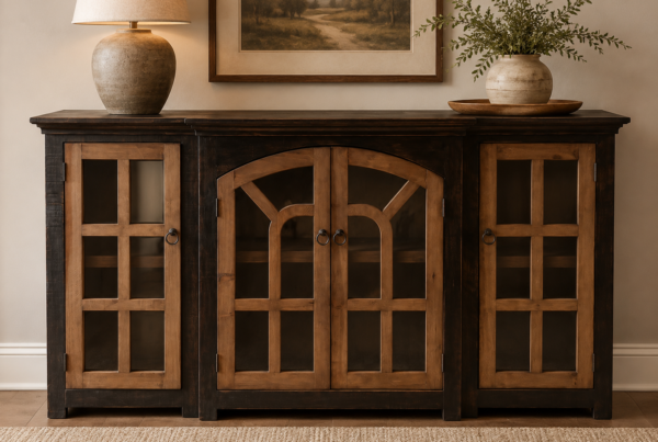 Rustic Arched Door Buffet with Touch Light