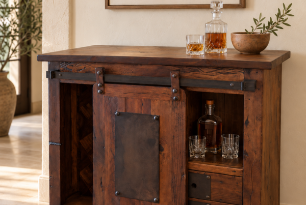 Rustic Barn-Door Wine Cabinet