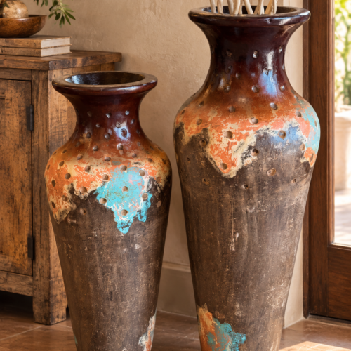 Rustic Polkadot Floor Vase