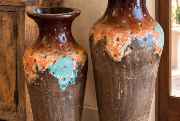 Rustic Polkadot Floor Vase