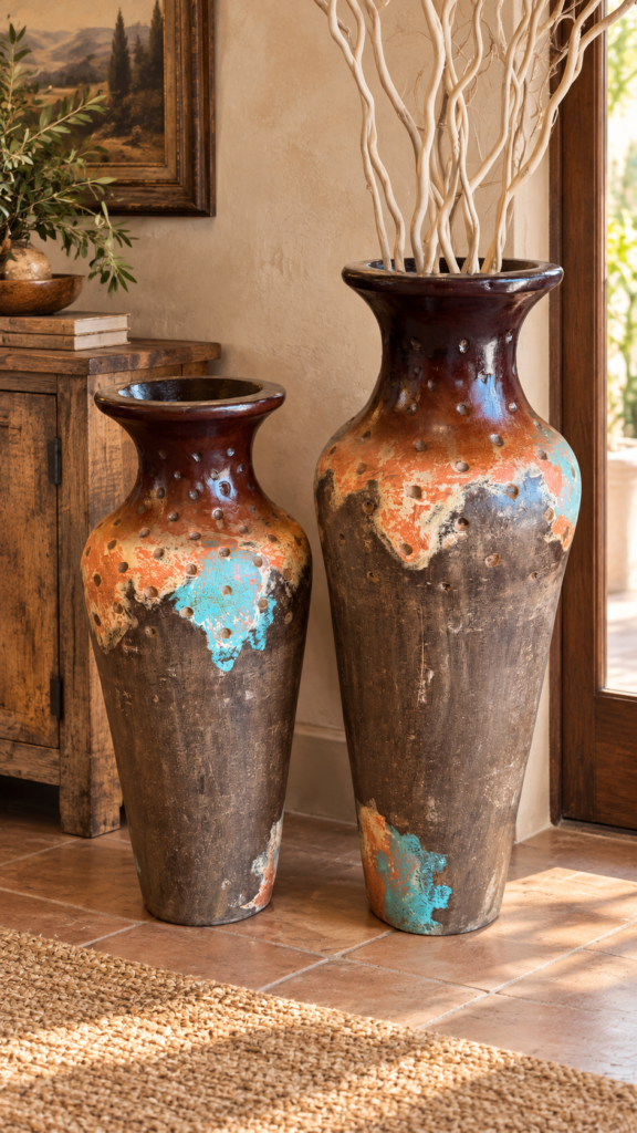 Rustic Polkadot Floor Vase