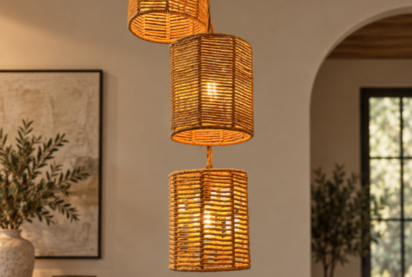 Rustic Rattan Chandelier