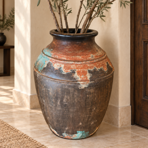 Rustic Terracotta Floor Vase