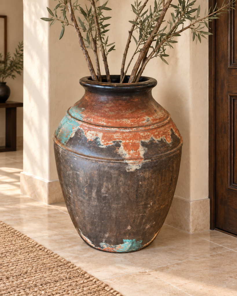 Rustic Terracotta Floor Vase