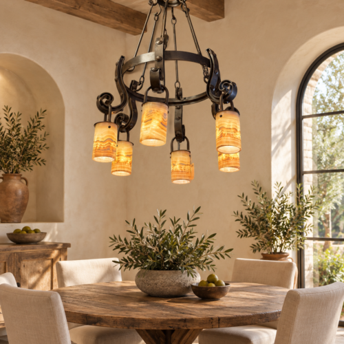 Veracruz Scrollwork Onyx Chandelier