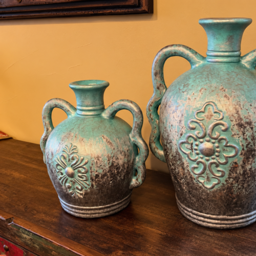 Silvery Turquoise Scroll Vase