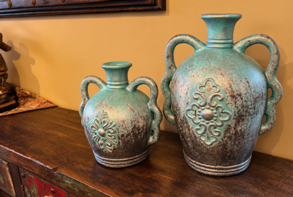 Silvery Turquoise Scroll Vase