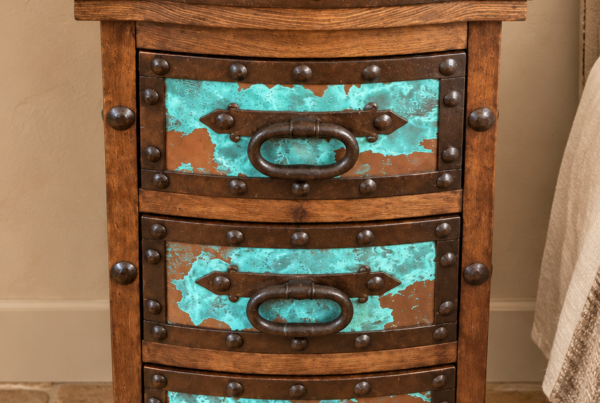 Sliding Top Acid-Washed Copper End Table
