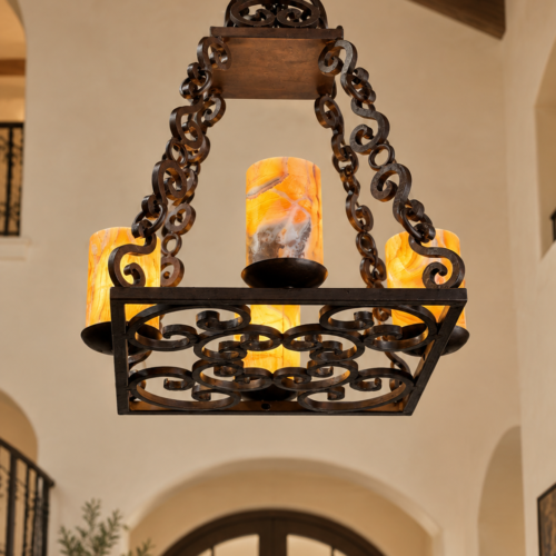 Square Scrolled Onyx Chandelier