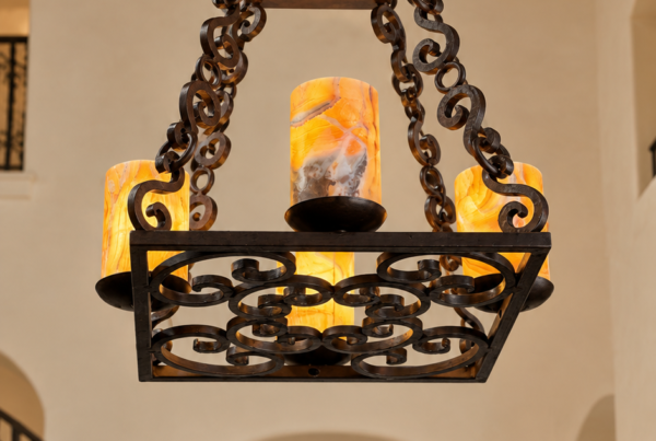 Square Scrolled Onyx Chandelier