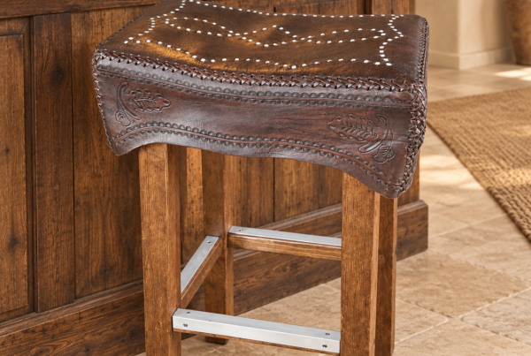 Stitched Saddle Leather Stool