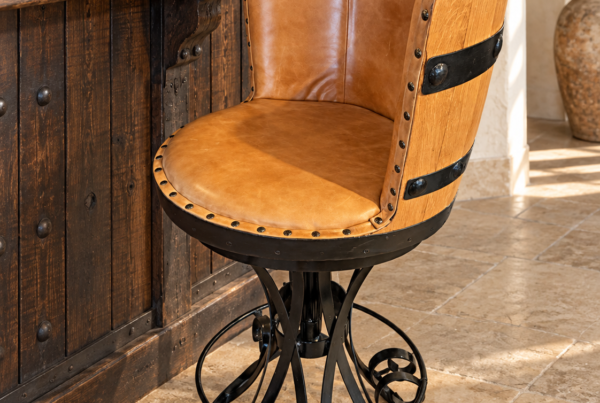 Leather Tequila Barrel Barstool
