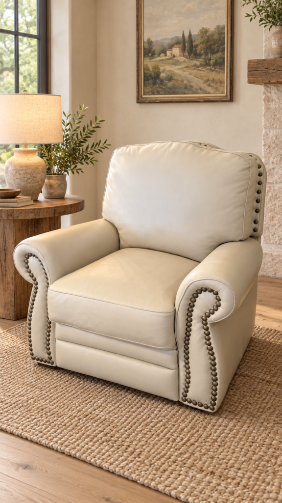 The Look Ivory Swivel Recliner