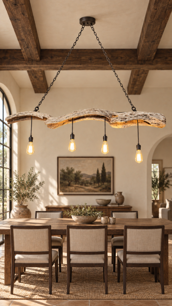 The Slim 4-Light Cactus Wood Chandelier