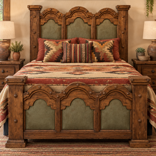 Three Panel Patina Copper Bed