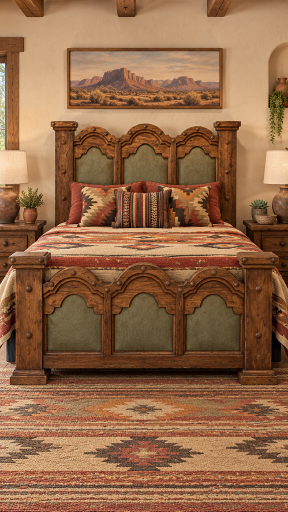 Three Panel Patina Copper Bed