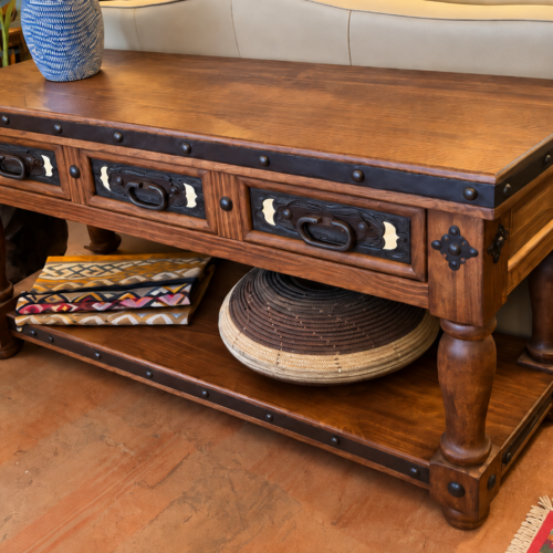 Hacienda Tooled Leather Sofa Table