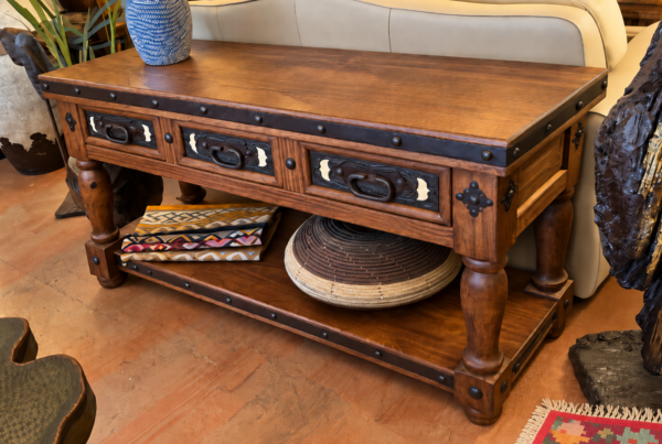 Hacienda Tooled Leather Sofa Table