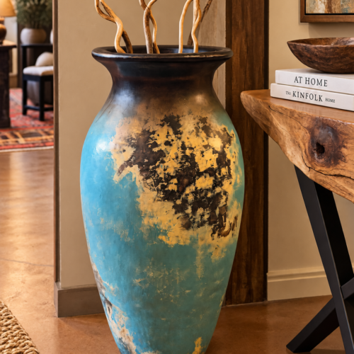 Turquoise Patina Floor Vase