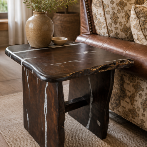 White Buffalo Turquoise Mesquite End Table