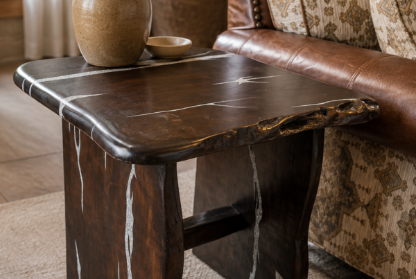 White Buffalo Turquoise Mesquite End Table