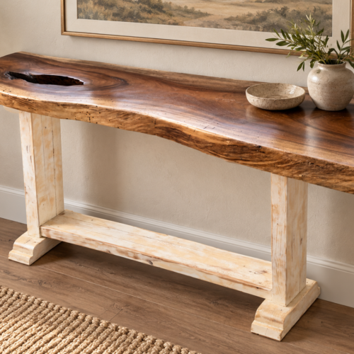White Wash Parota Console Table