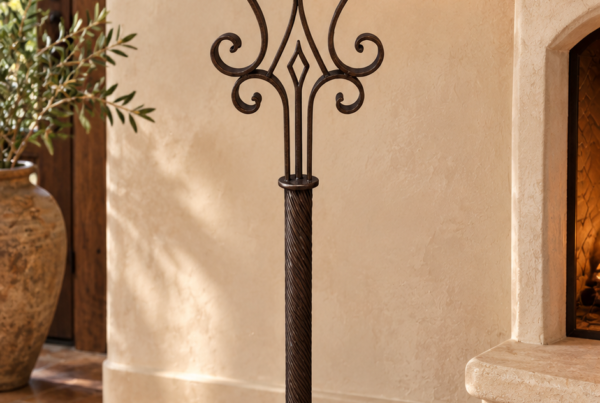 Wrought Iron Three-Arm Floor Candelabra
