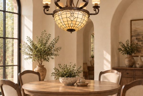 Wrought Iron Tiffany Style Chandelier